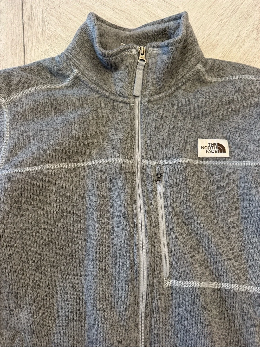 The North Face Men's Heather Gray Full-Zip Fleece Jacket medium